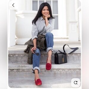 J. Crew Red Suede Loafers